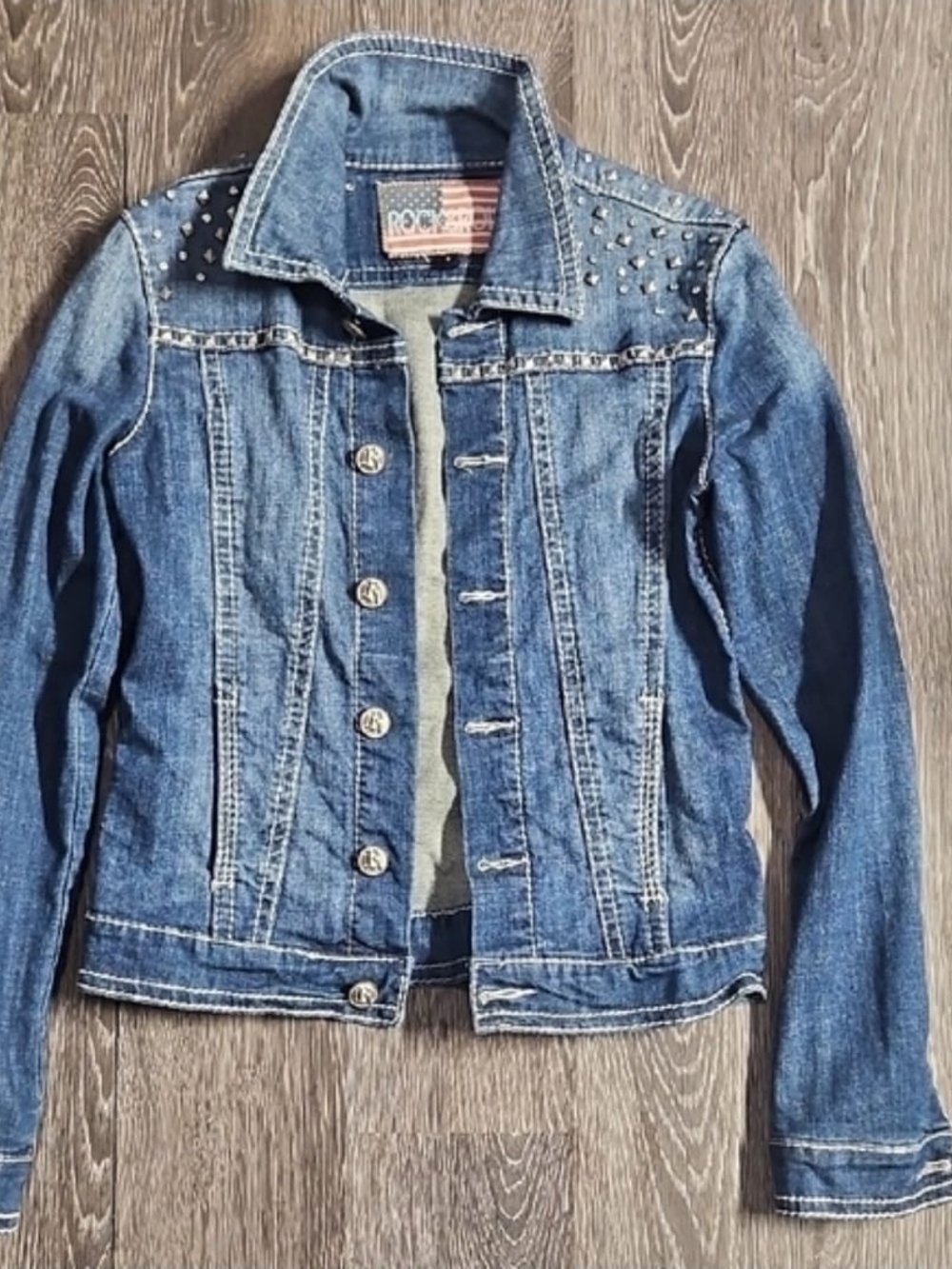 Rock & Republic Women's Blue Denim Studded Jacket